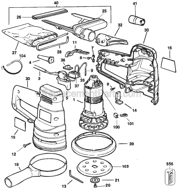 Page A Diagram and Parts List for TS710 Type 1 Black and Decker Sander Polisher